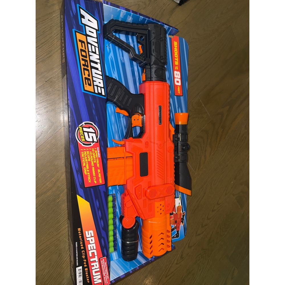 Adventure Force Spectrum Motorized Clip-Fed Blaster Orange 15 Piece Set New
